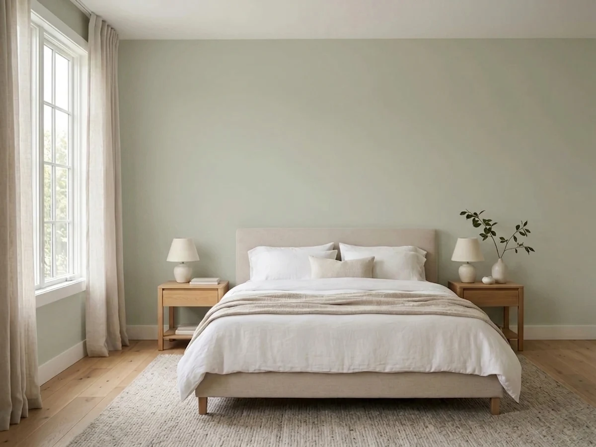 Benjamin Moore Soft Fern in a bedroom
