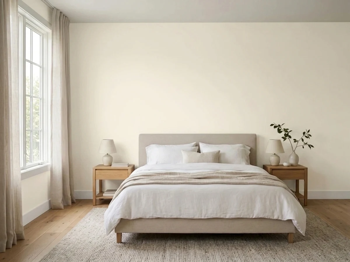 Bedroom painted in C2 Paint Goat's Milk
