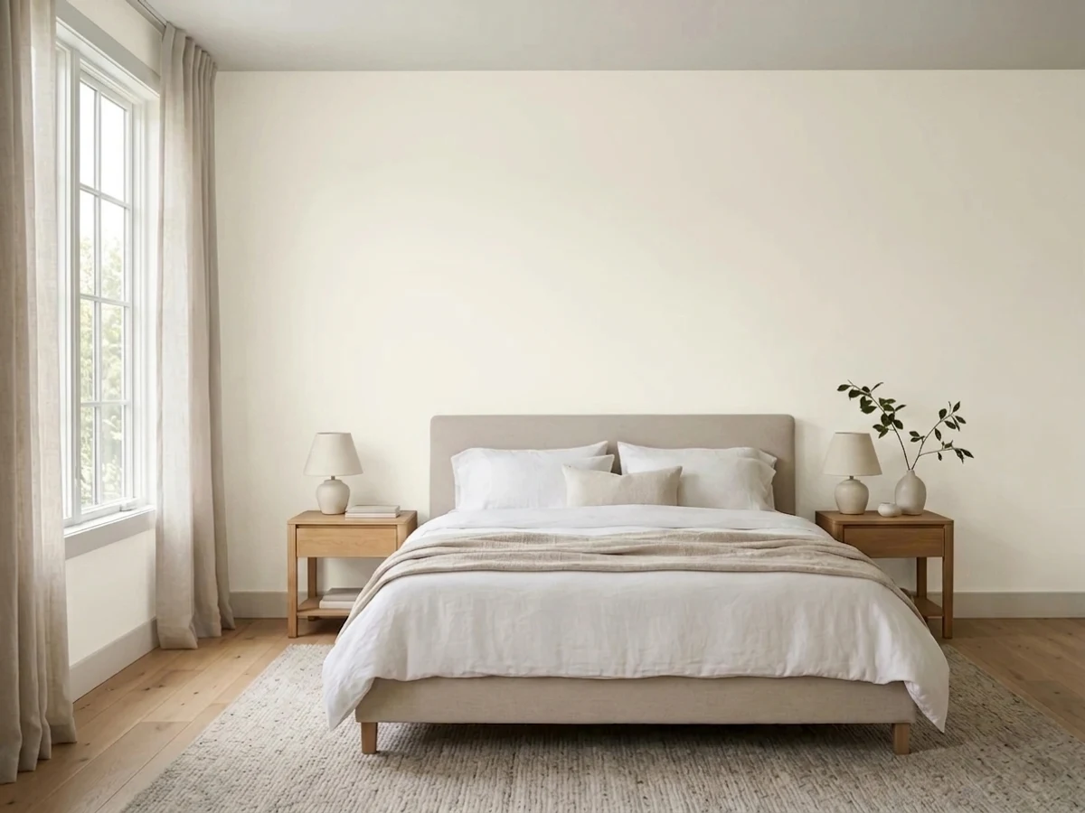 Bedroom painted in Clare Snow Day