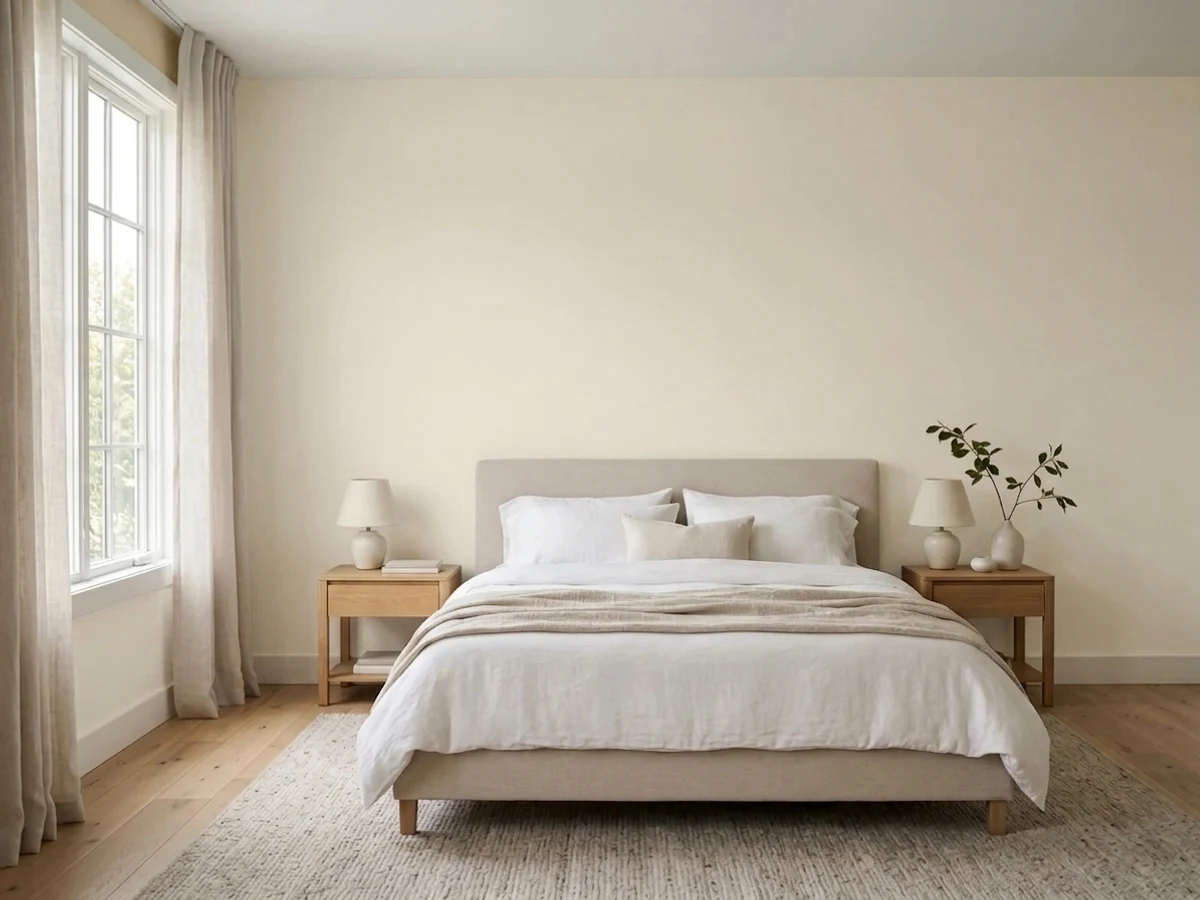 Bedroom painted in Diamond Vogel Elusive White