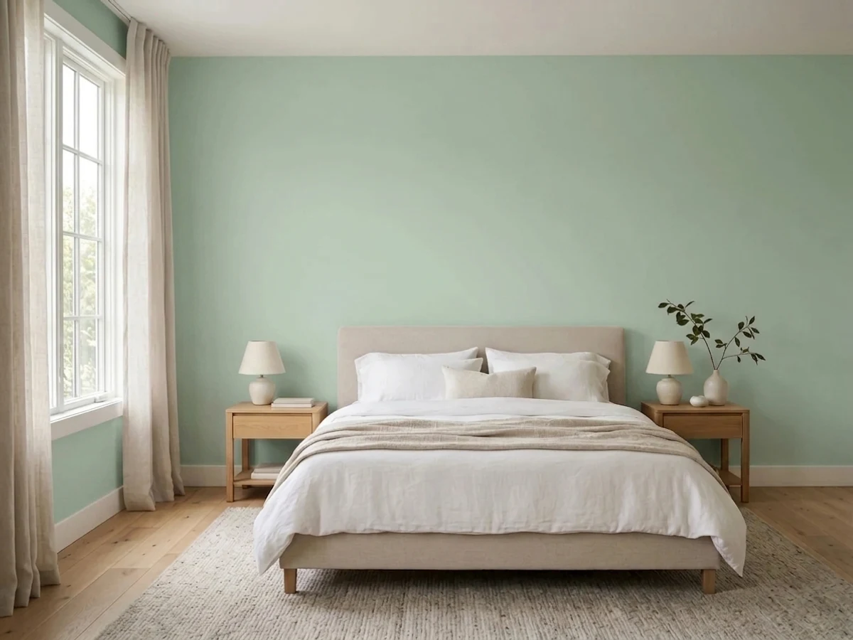 Dutch Boy Coastal Green in a bedroom