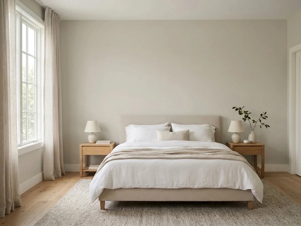 Farrow & Ball Cornforth White in a bedroom