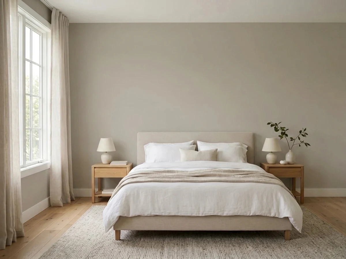 Farrow & Ball Elephant's Breath in a bedroom