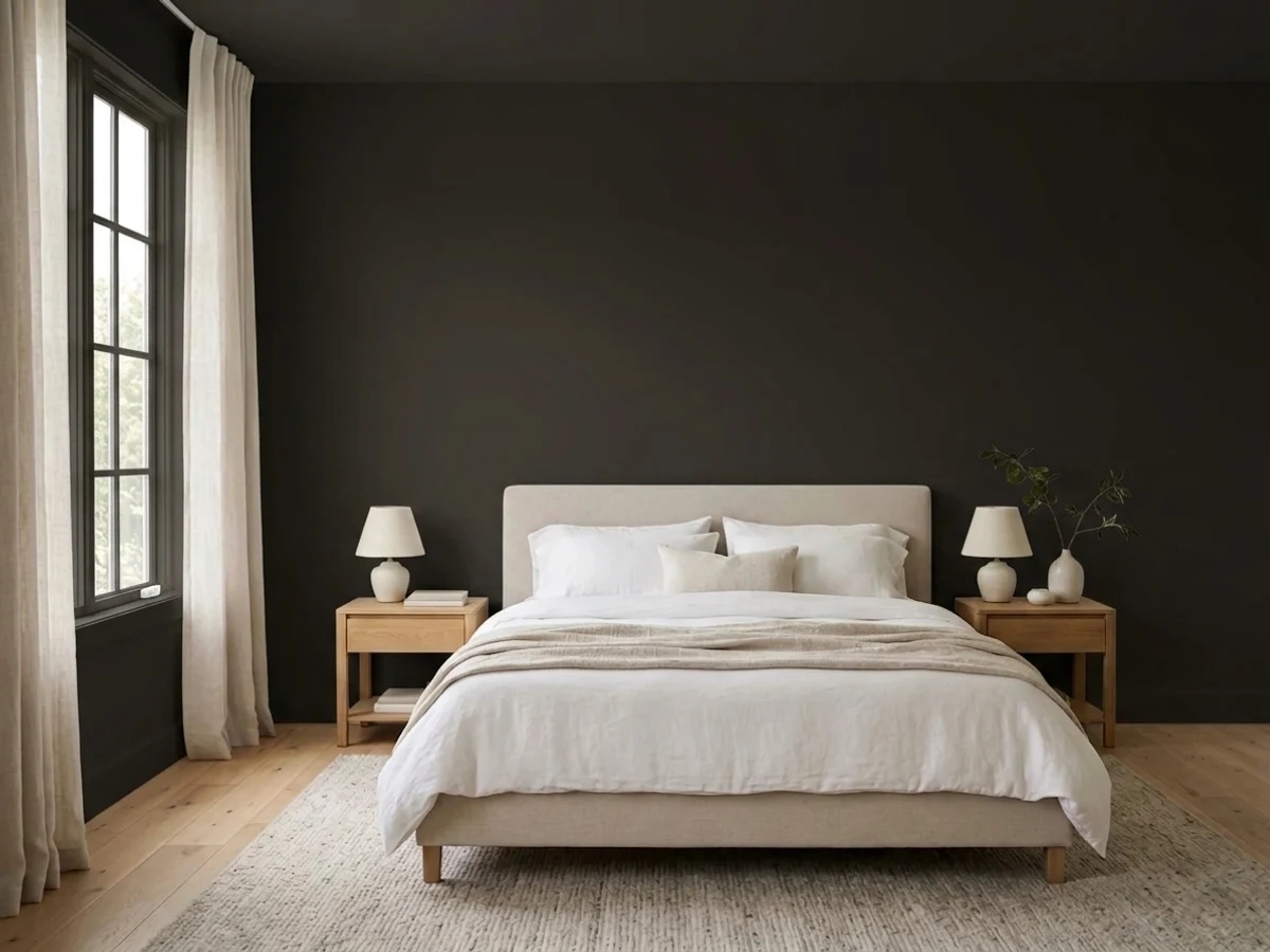 Farrow & Ball Pitch Black in a bedroom
