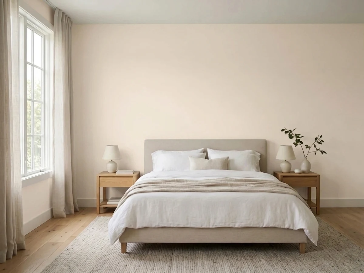 Glidden Almond Wisp in a bedroom