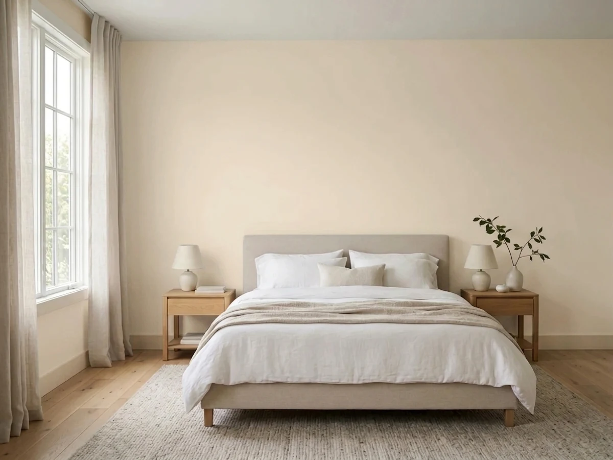 Glidden Shell Creek White in a bedroom