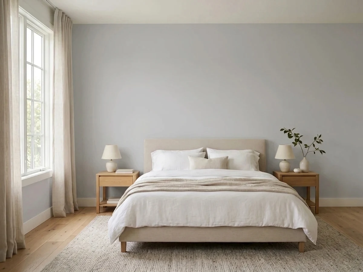 Glidden Universal Grey in a bedroom