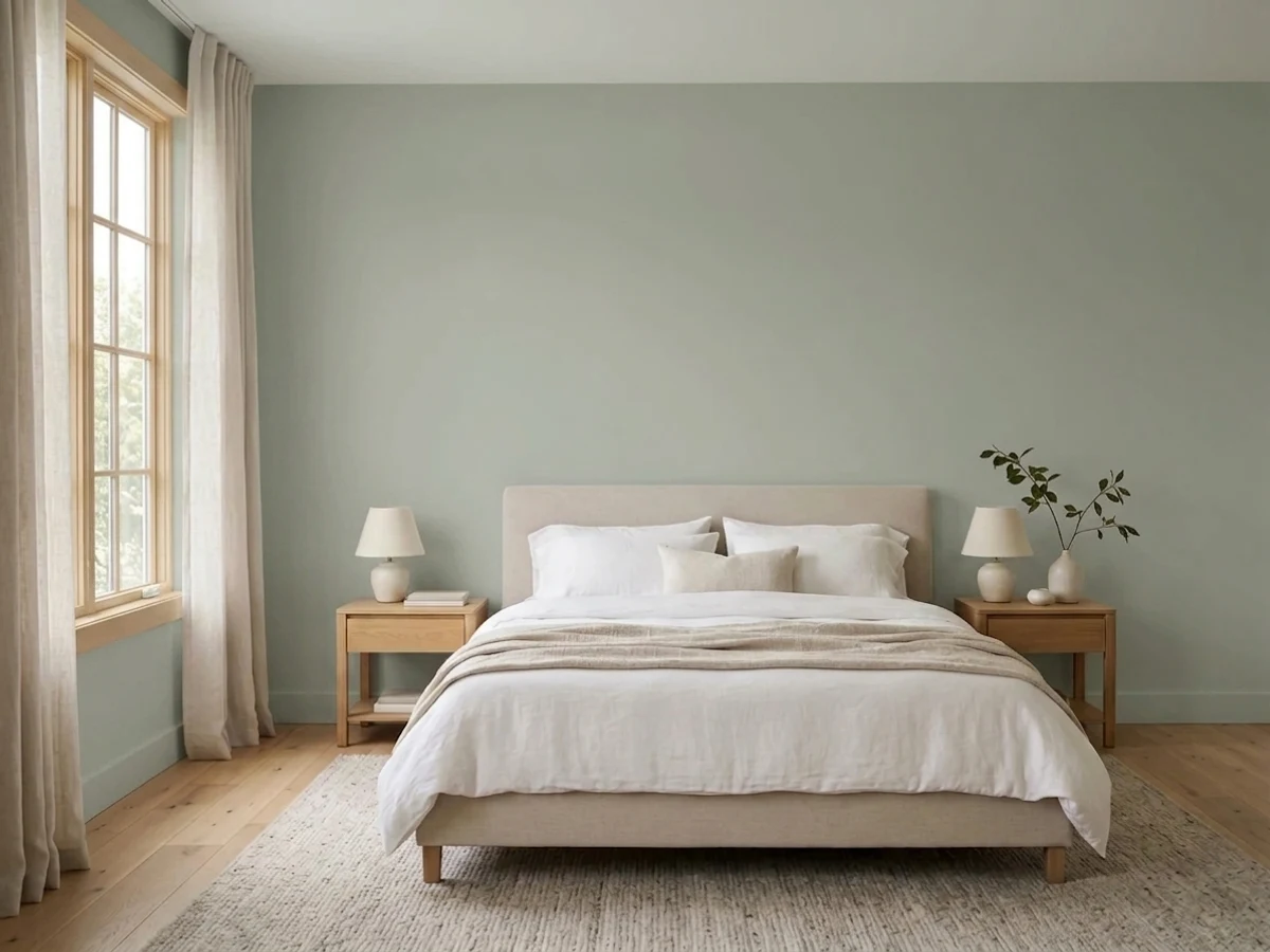 Bedroom painted in Portola Paints Aberdeen
