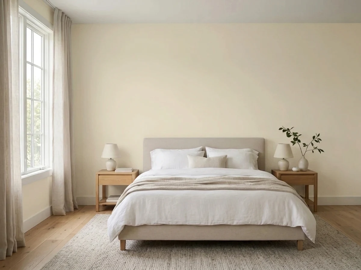 Bedroom painted in PPG / Glidden Antique White