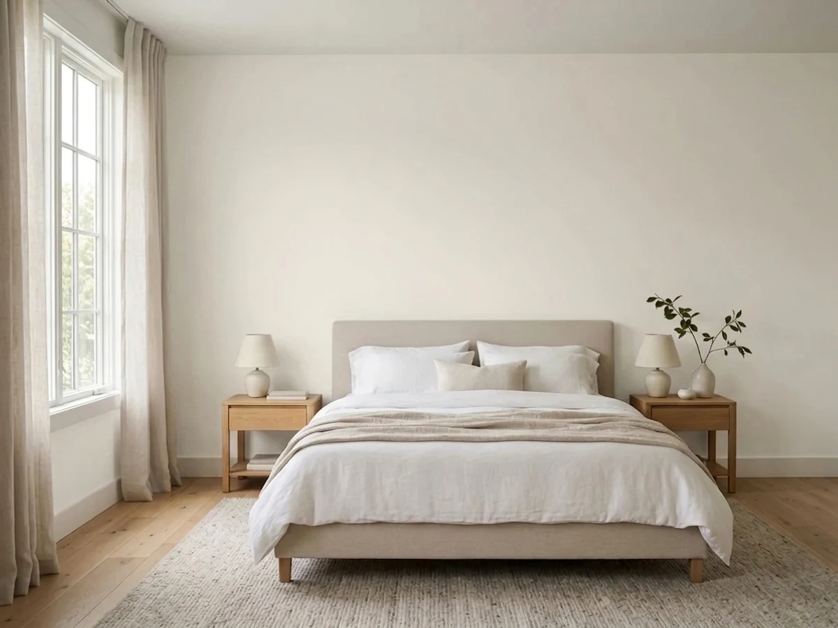 Bedroom painted in Rodda Cotton