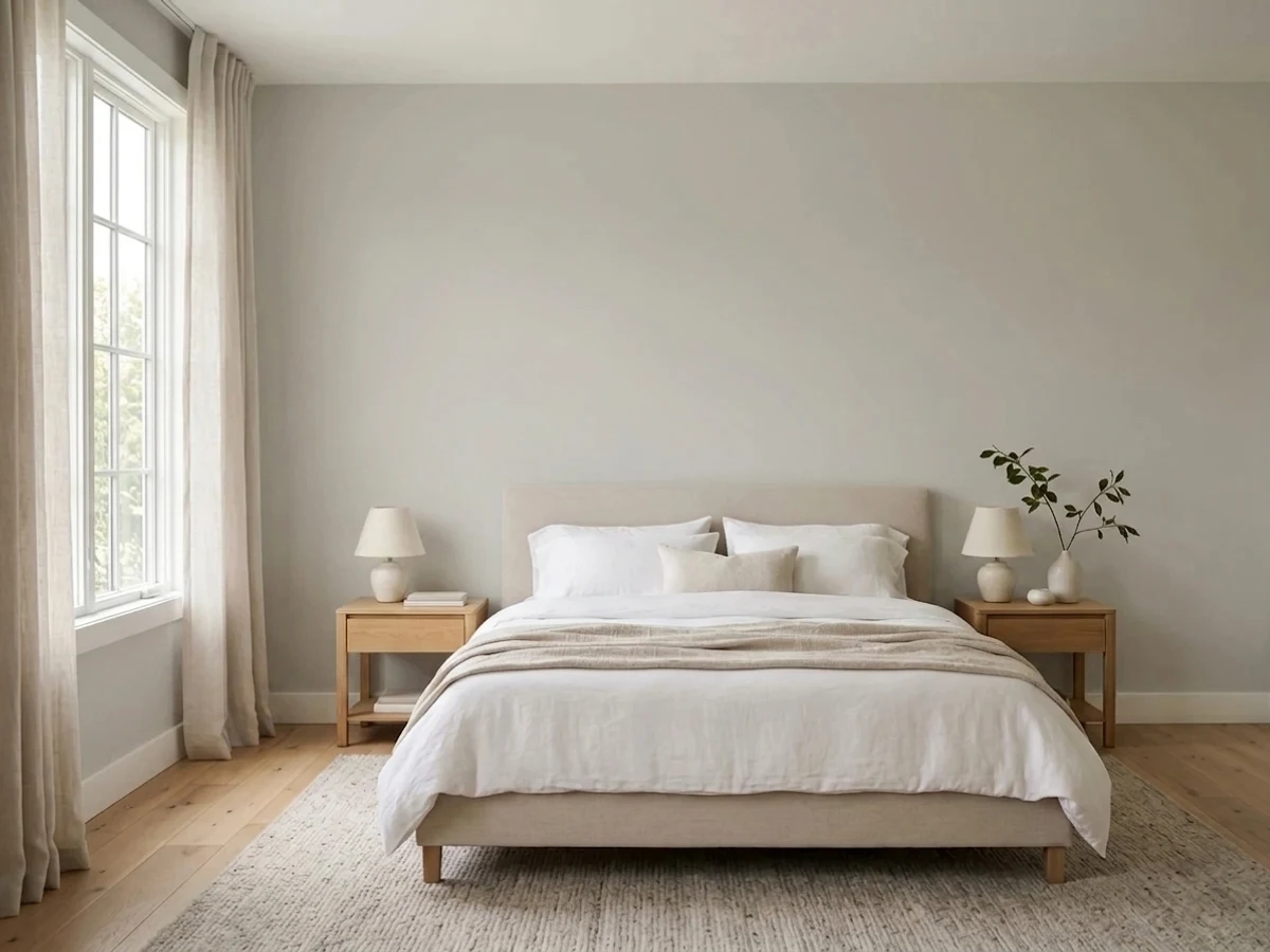 Bedroom painted in Sherwin-Williams Agreeable Gray