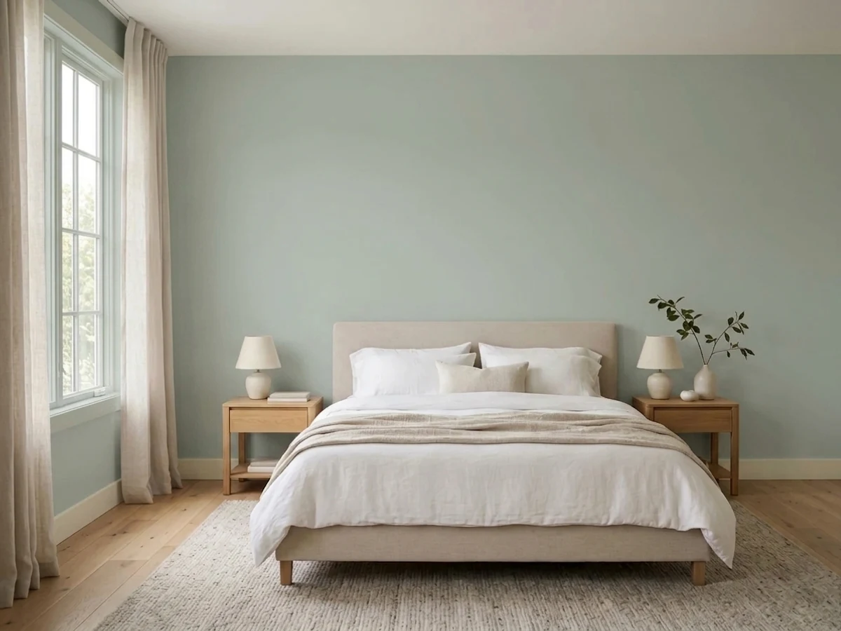 Sherwin-Williams Quietude in a bedroom