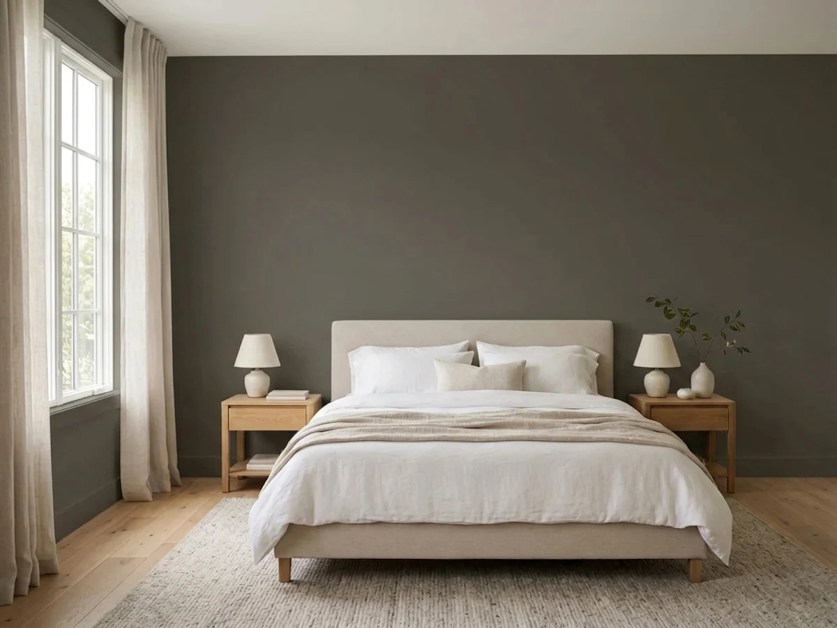 Sherwin-Williams Urbane Bronze in a bedroom
