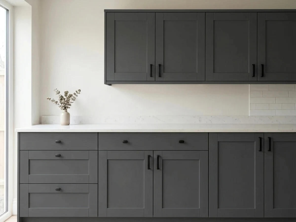 Behr Carbon in a real cabinet