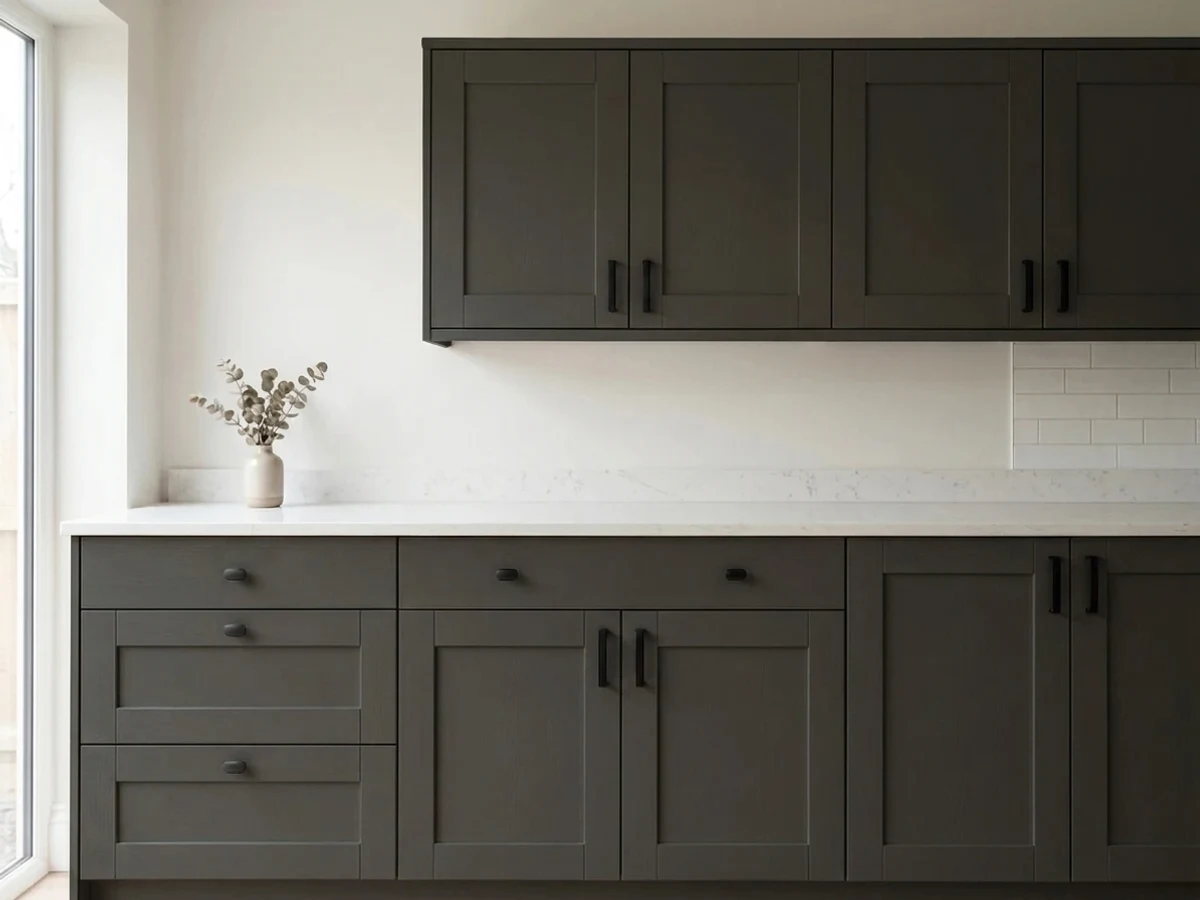 Behr Cracked Pepper in a cabinet