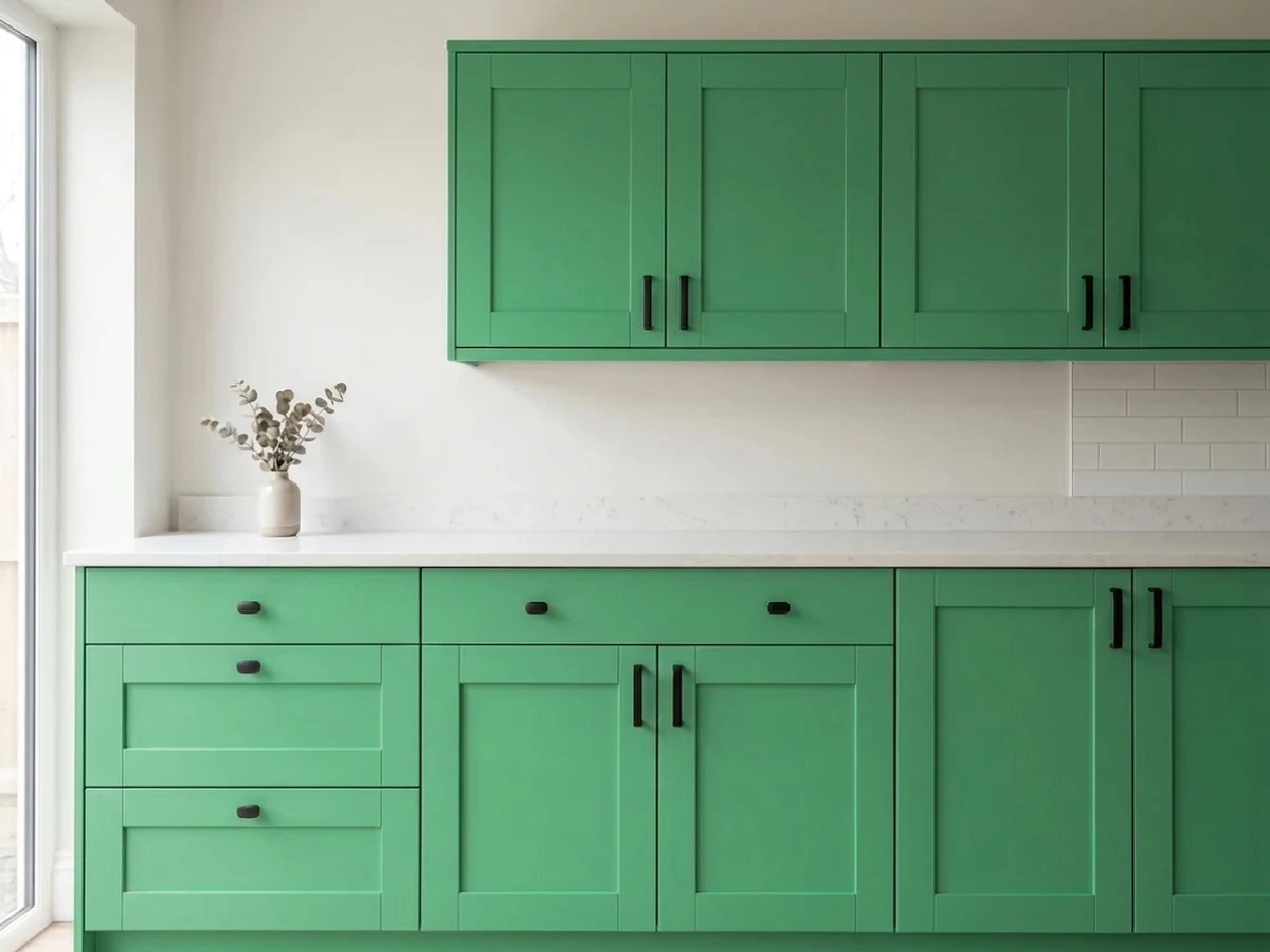Behr Deep Emerald in a cabinet