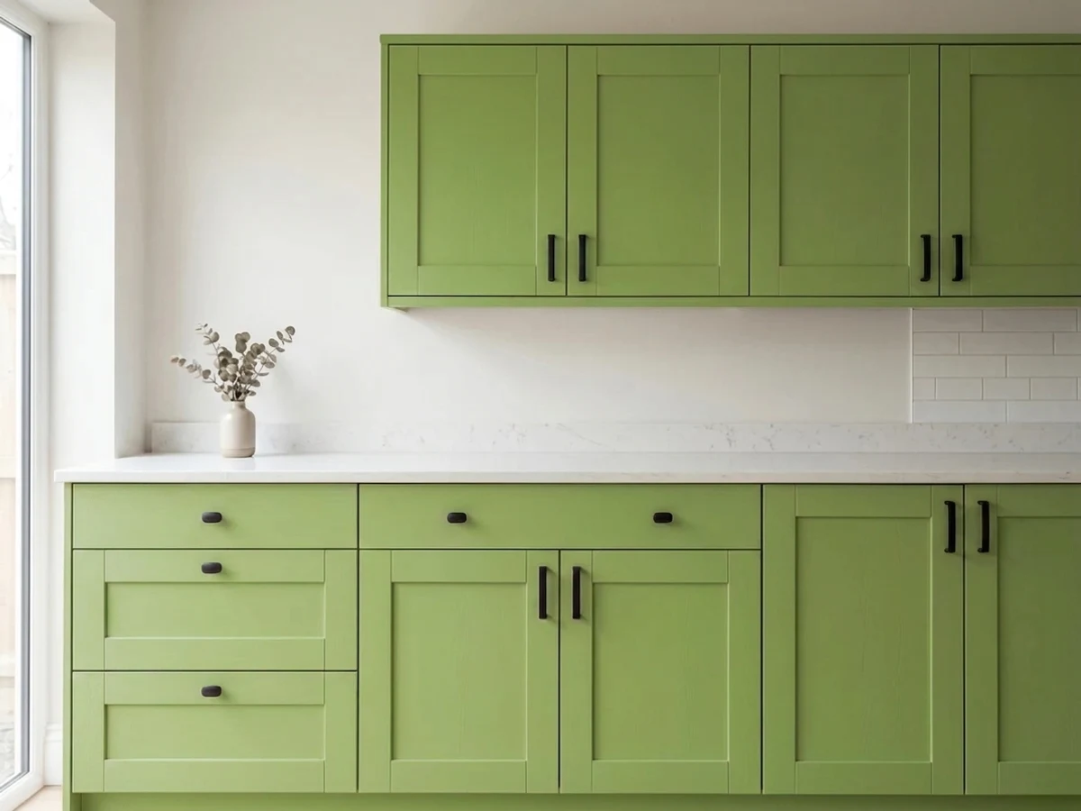 Behr Garden Greenery in a cabinet