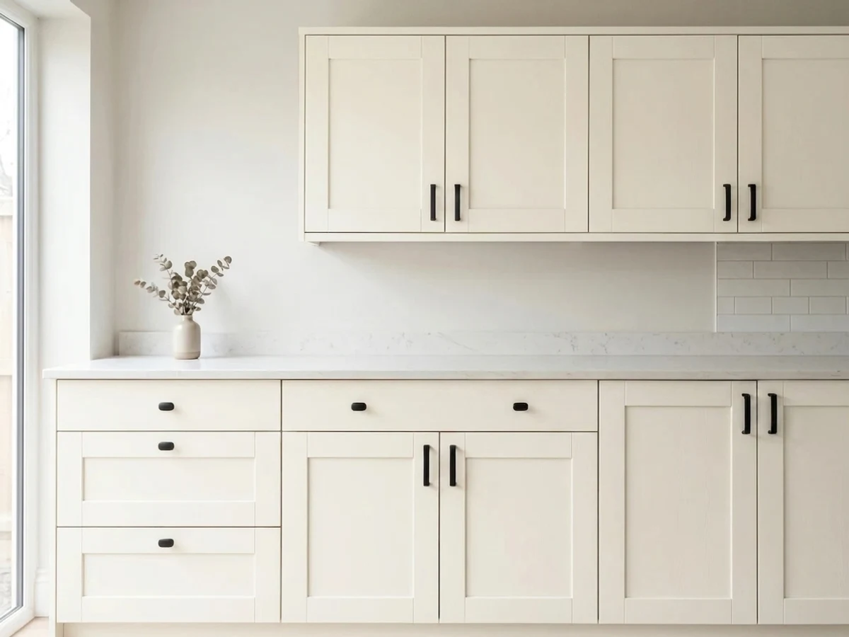 Benjamin Moore Chantilly Lace in a cabinet