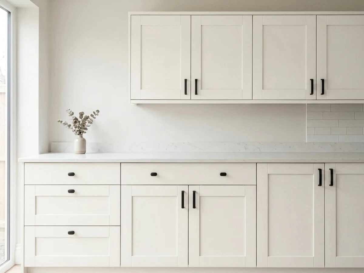 Benjamin Moore Decorator's White in a cabinet