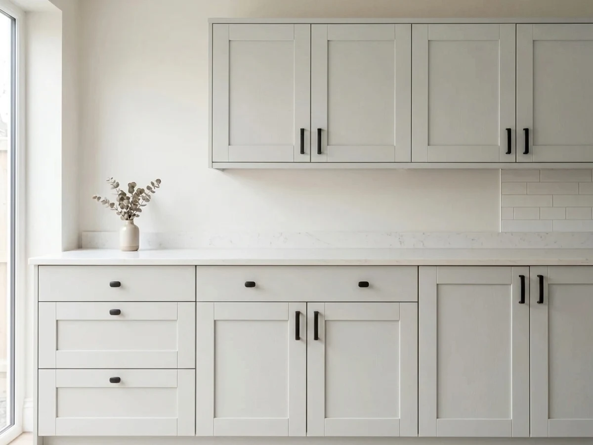 Benjamin Moore Horizon in a cabinet