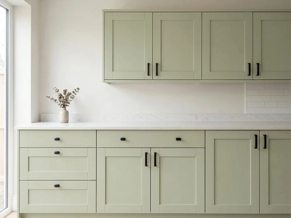 Benjamin Moore Saybrook Sage in a cabinet