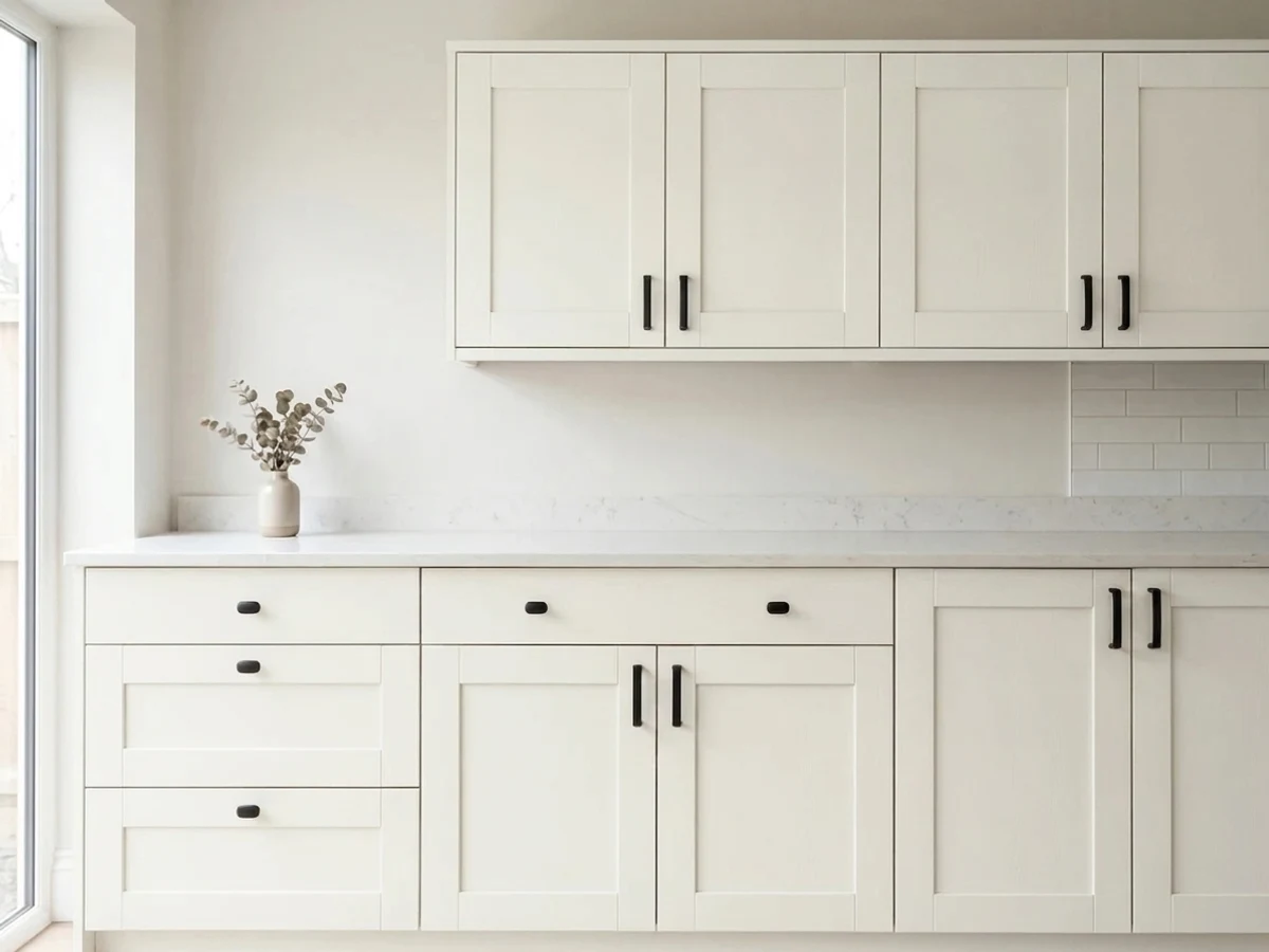 Benjamin Moore White Dove in a cabinet