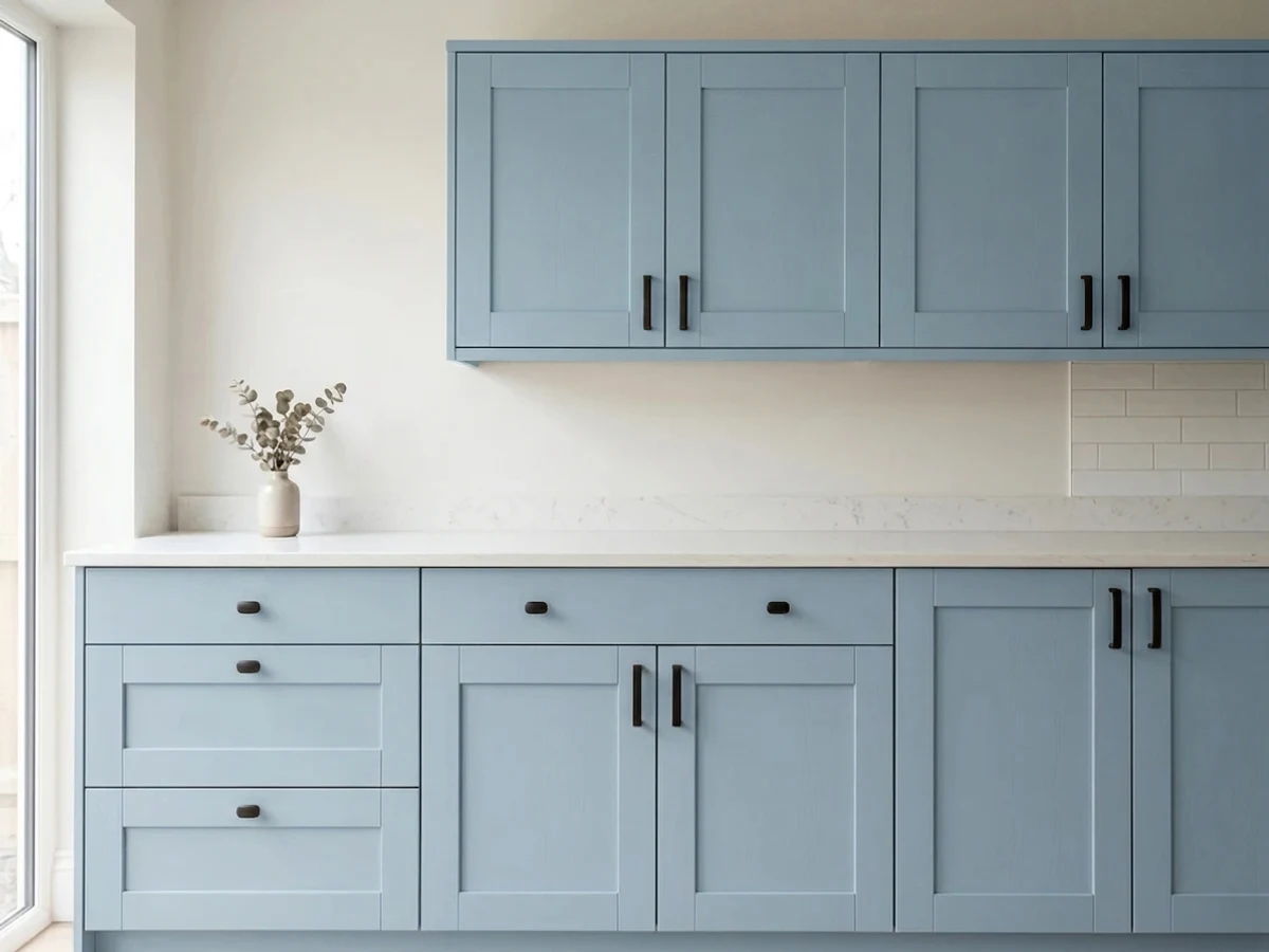 Benjamin Moore Yarmouth Blue in a cabinet