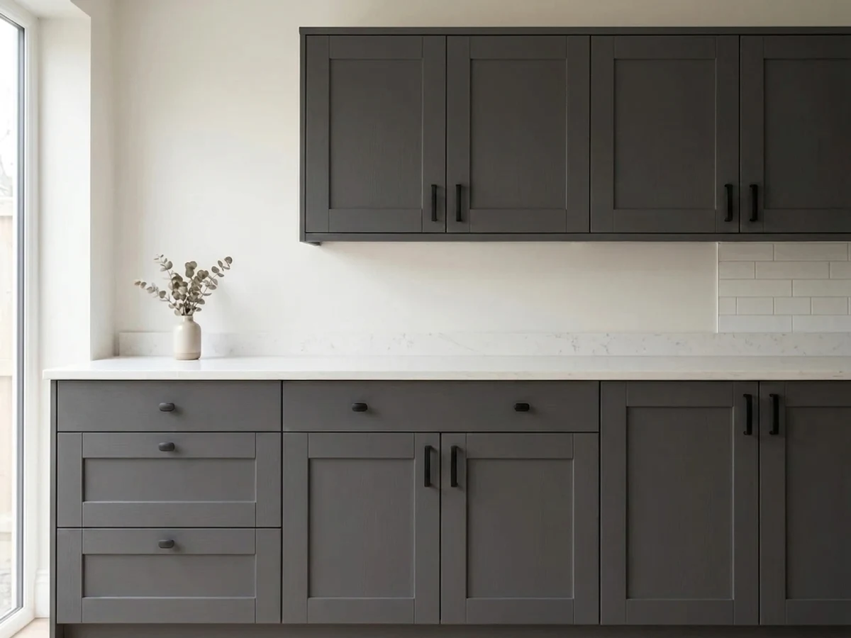 gray kitchen cabinets color idea — Fired Bronze · Dunn-Edwards