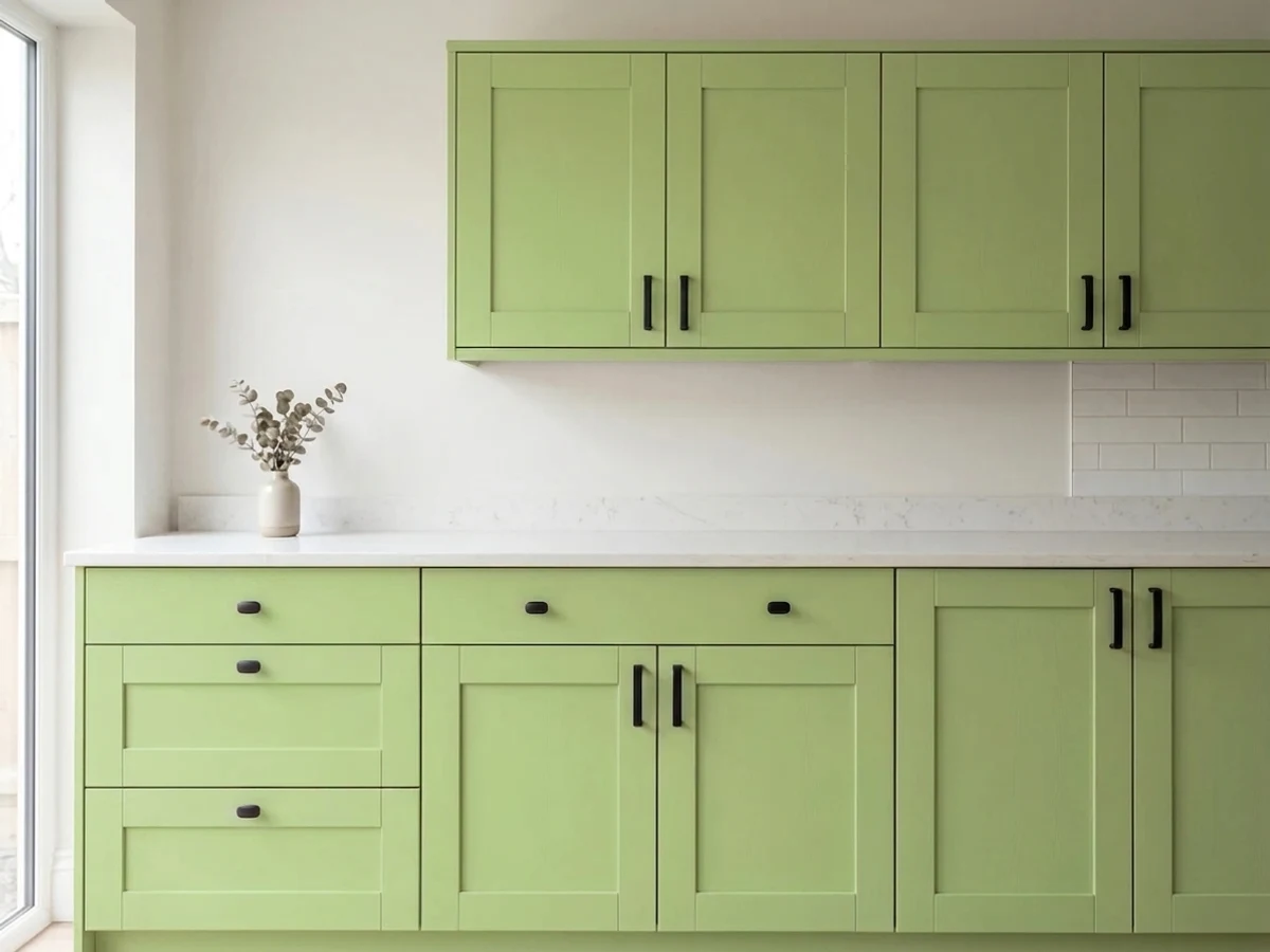 Dunn-Edwards Wasabi in a cabinet