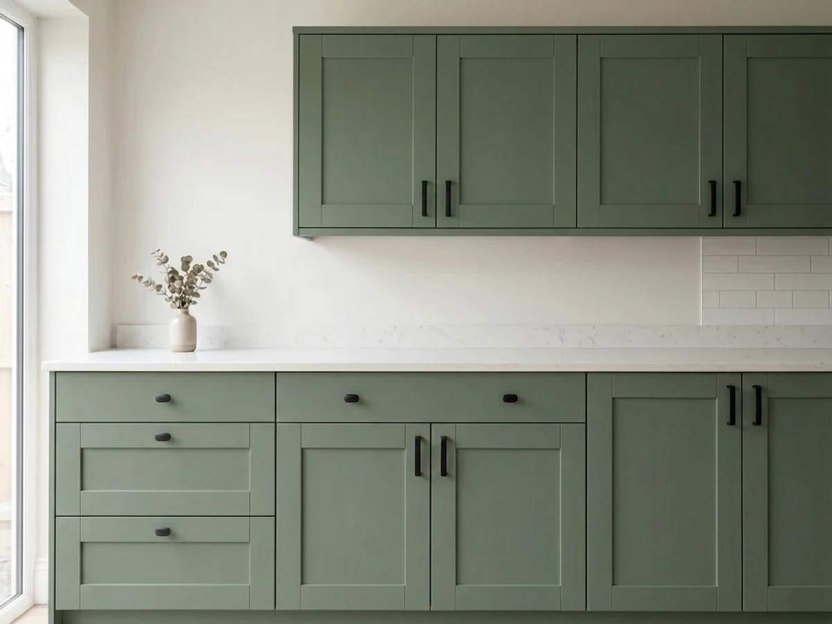 Farrow & Ball Card Room Green in a cabinet