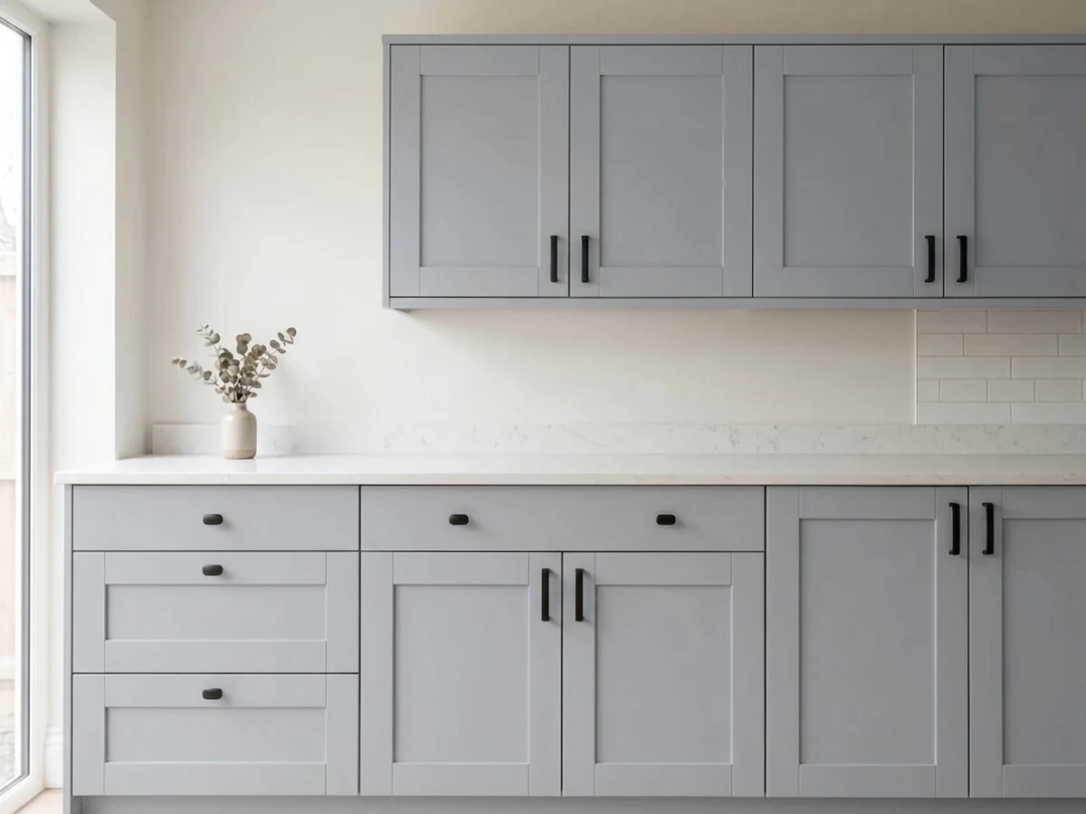Kitchen painted in Rust-Oleum Aged Gray