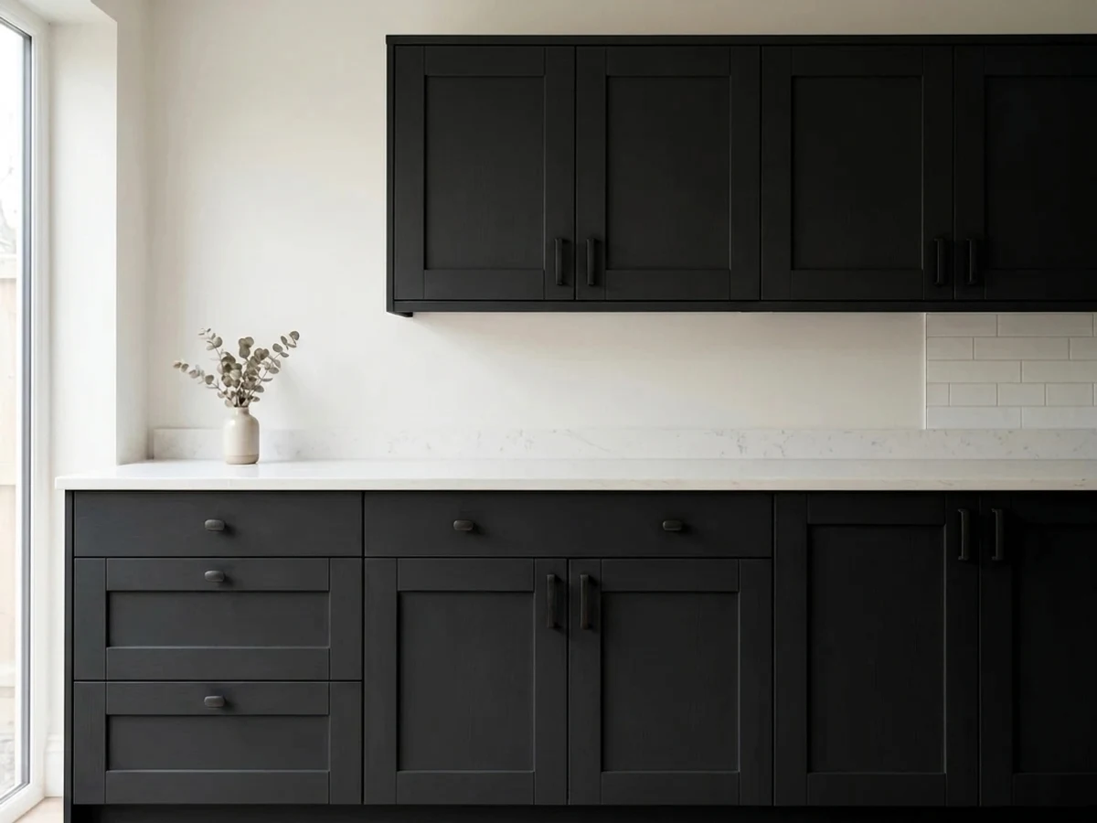 Rust-Oleum Black Abyss in a cabinet