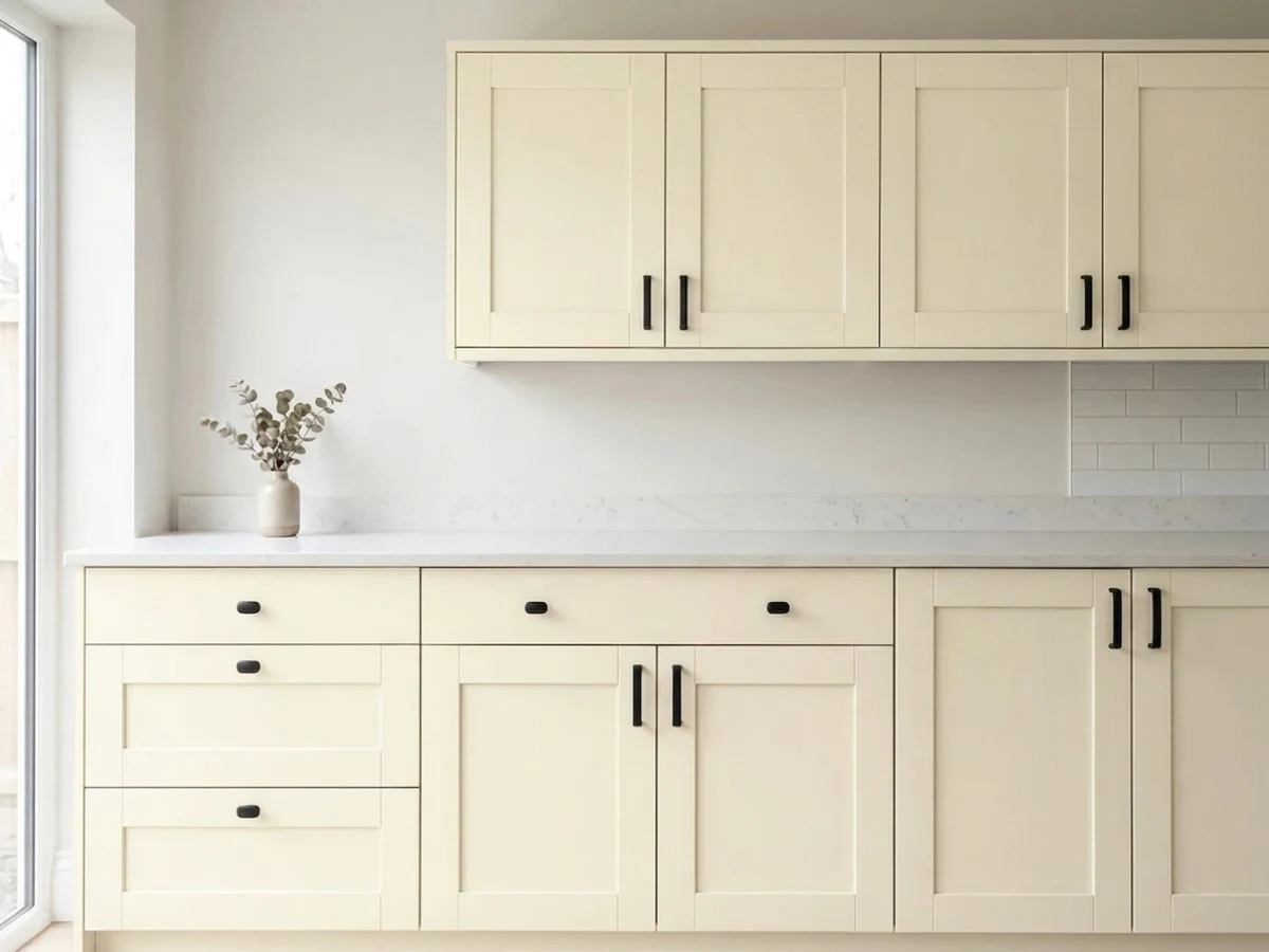 Rust-Oleum Chiffon Cream in a cabinet