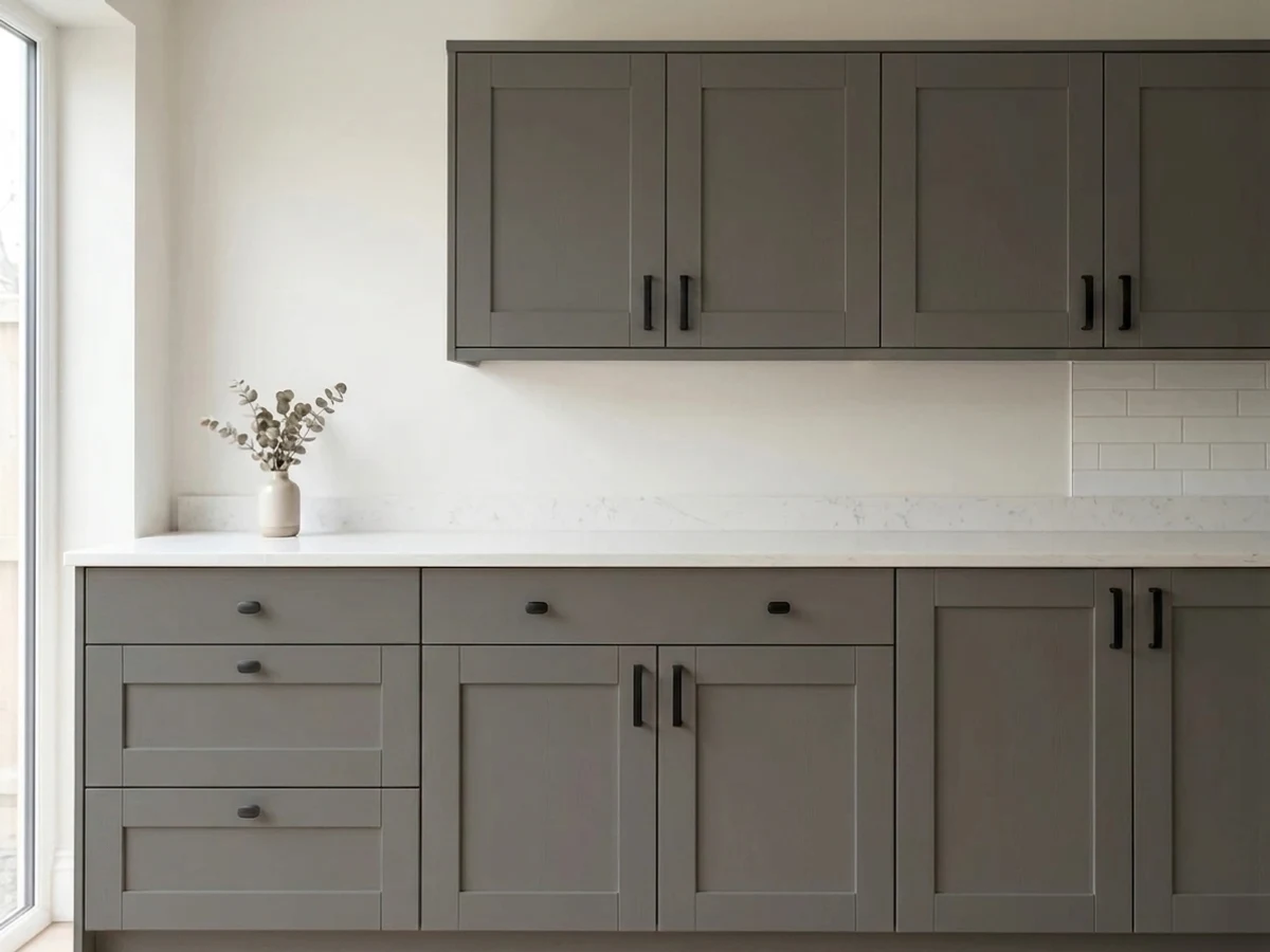 Sherwin-Williams Peppercorn in a cabinet
