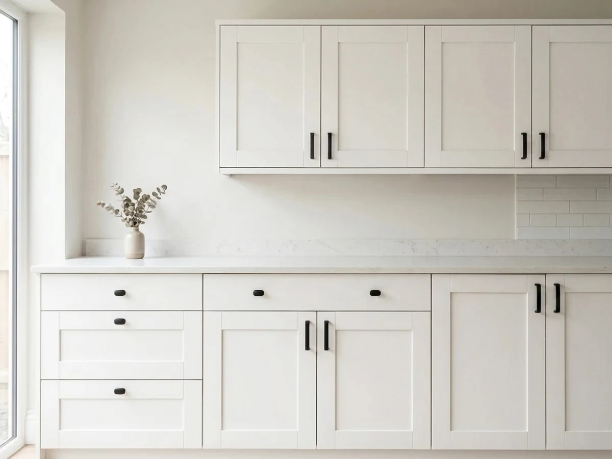 Sherwin-Williams Pure White in a cabinet