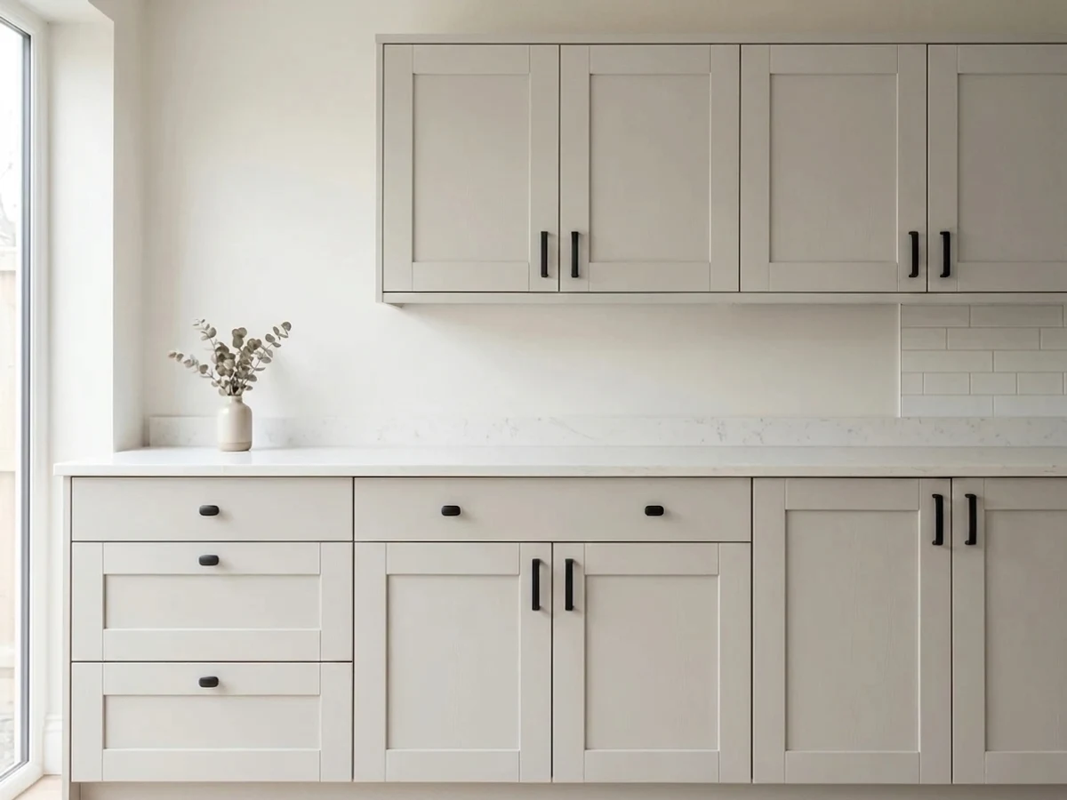 Sherwin-Williams Repose Gray in a cabinet