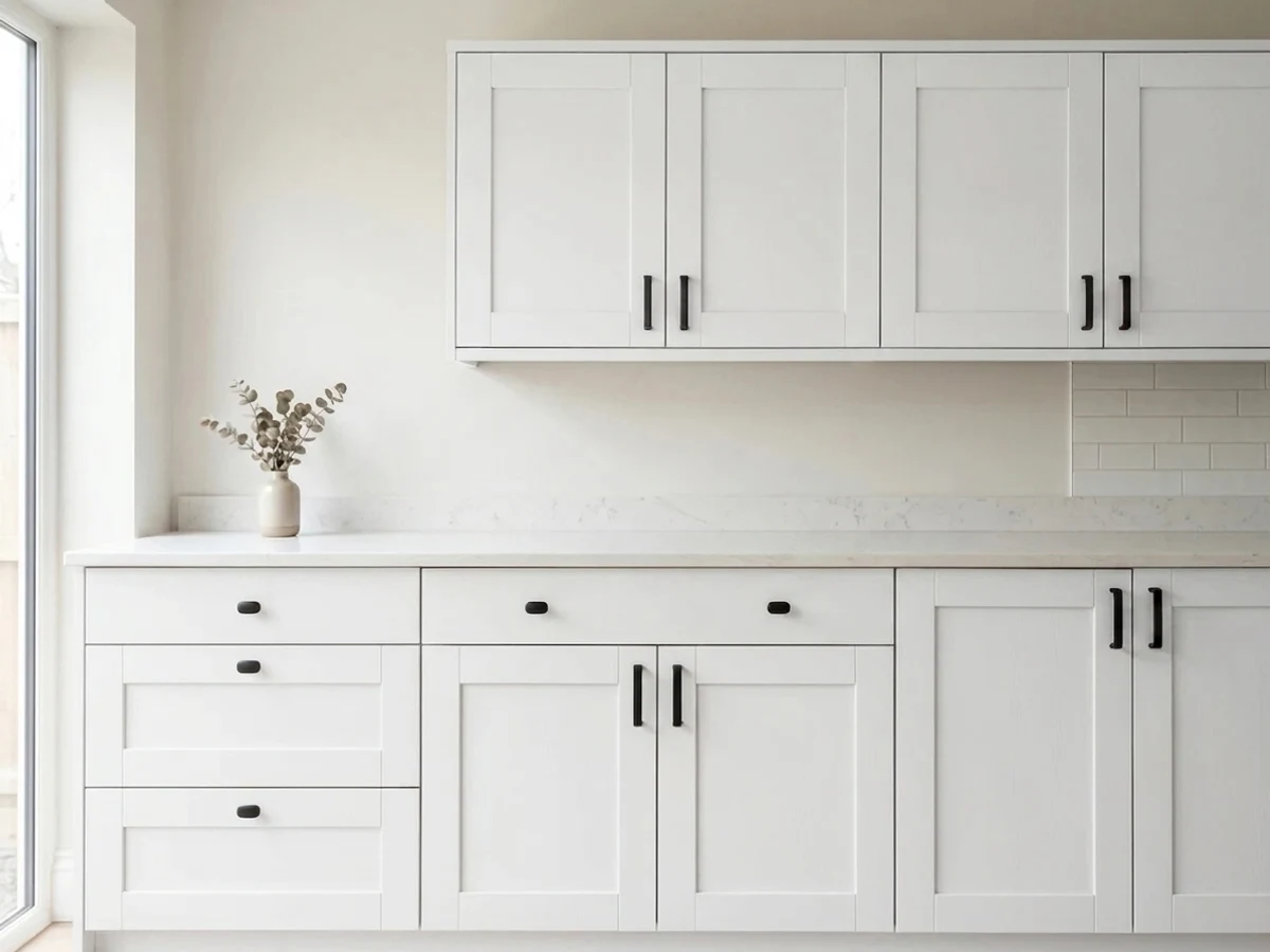 Sherwin-Williams Superwhite in a cabinet