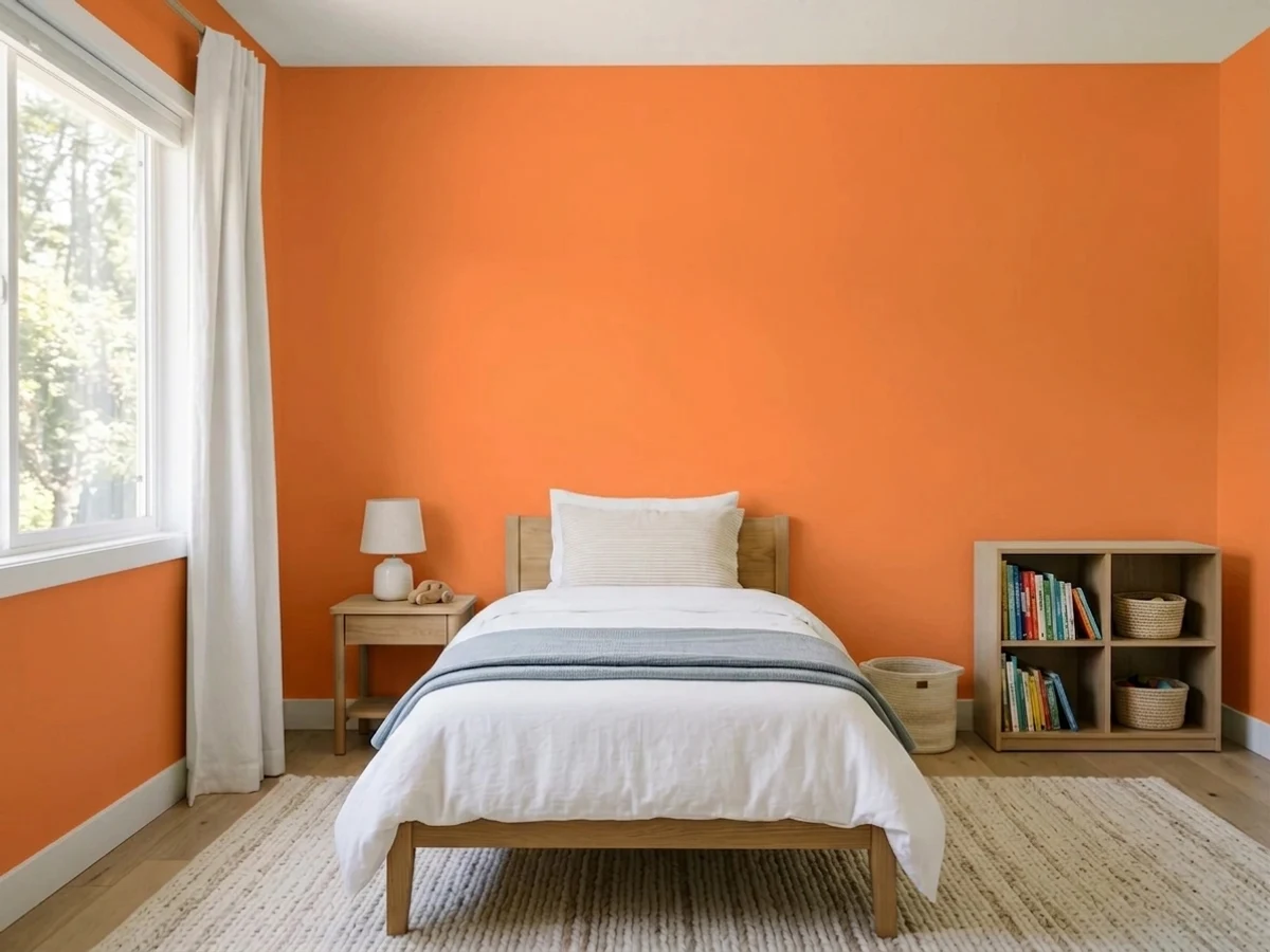Behr Bergamot Orange in a childrens room