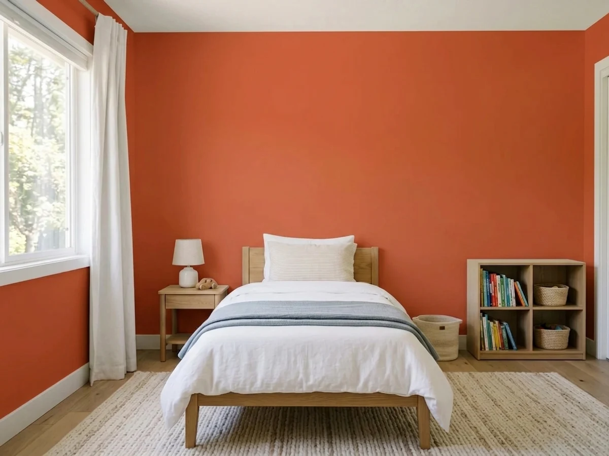 deep saturated orange drenching — trending orange children's room colors 2026