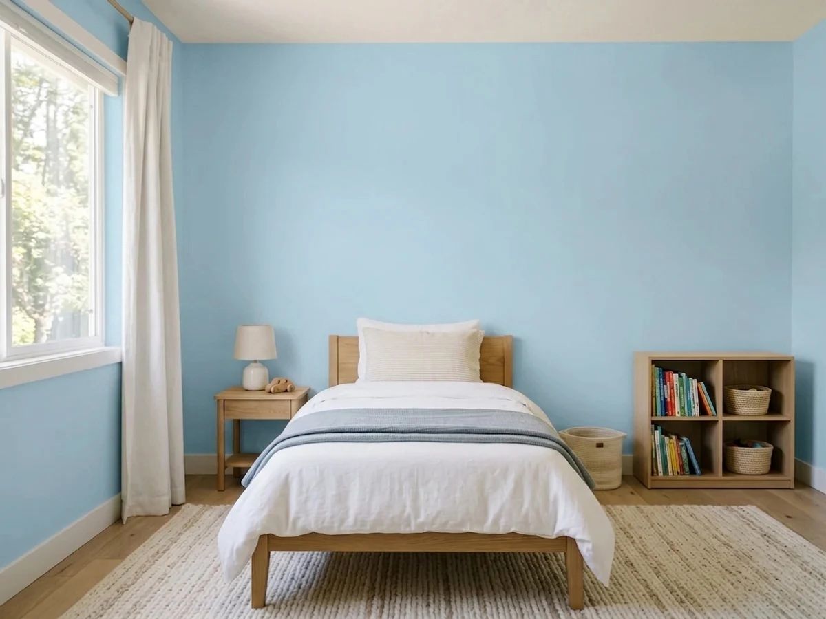 Benjamin Moore Blue Hydrangea in a childrens room