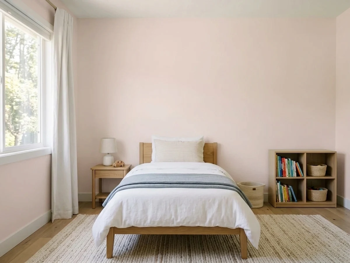 warm blush over cool pale pink — trending pink children's room colors 2026