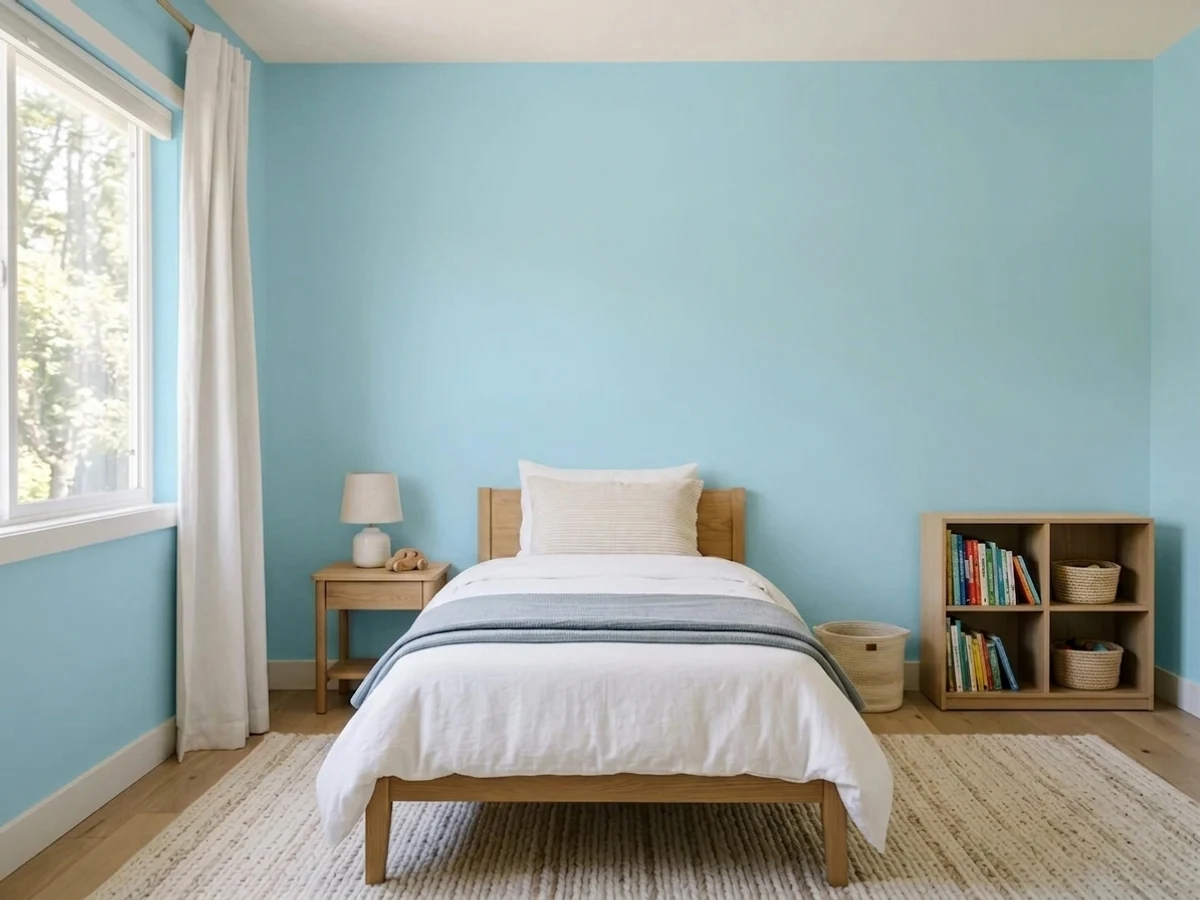 Benjamin Moore Honolulu Blue in a childrens room