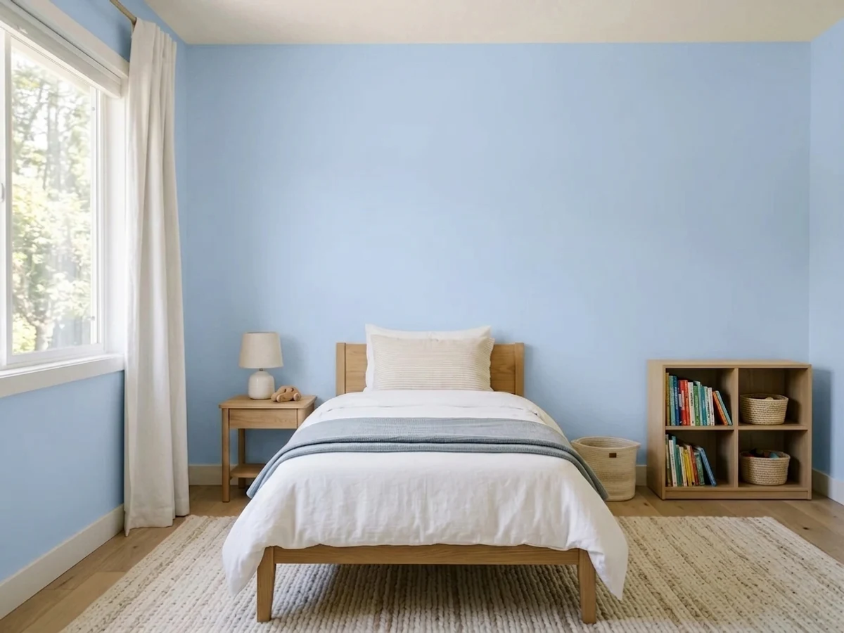 soft sky blue ceilings — trending blue children's room colors 2026