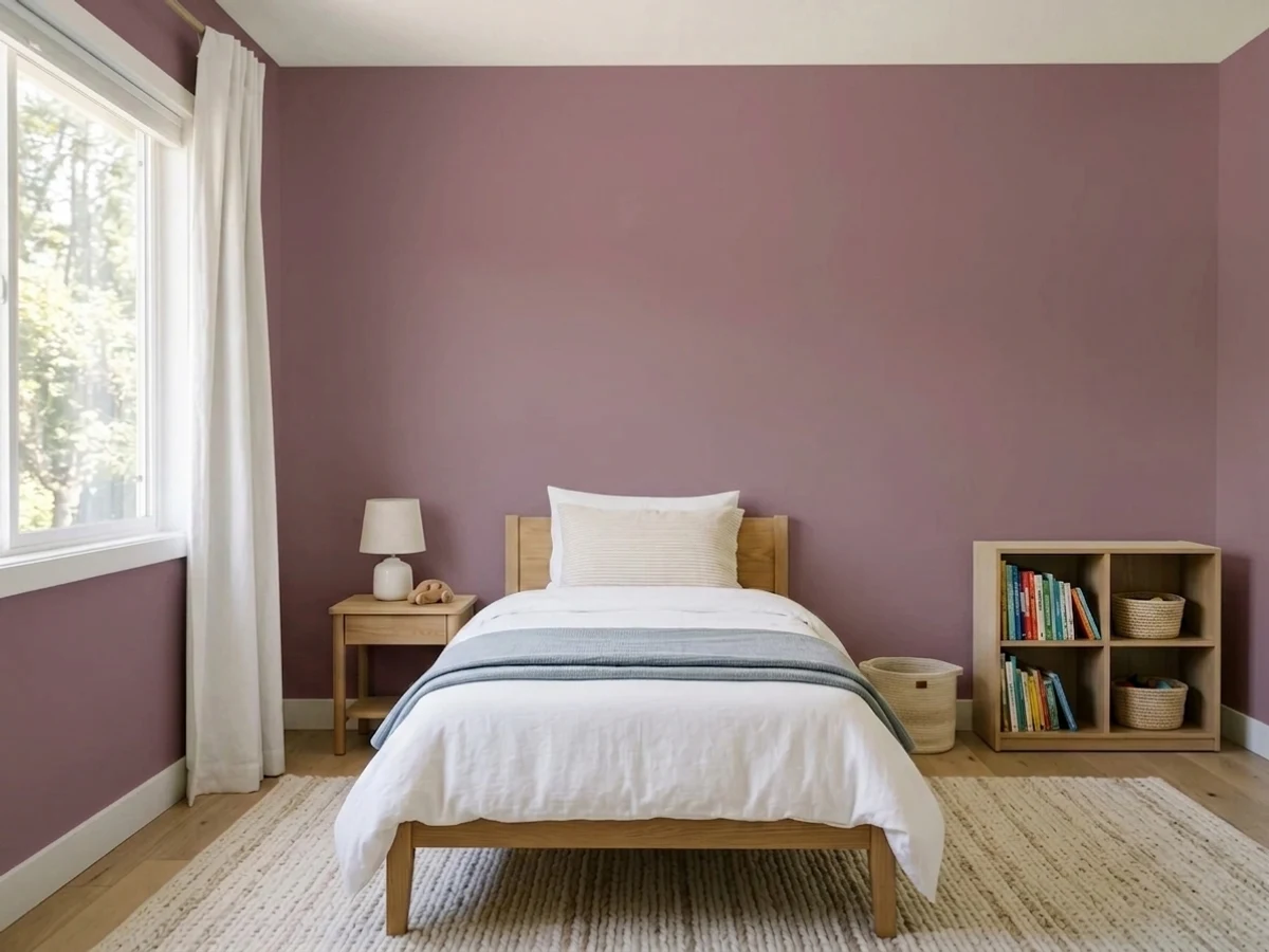Dunn-Edwards Muted Berry in a childrens room