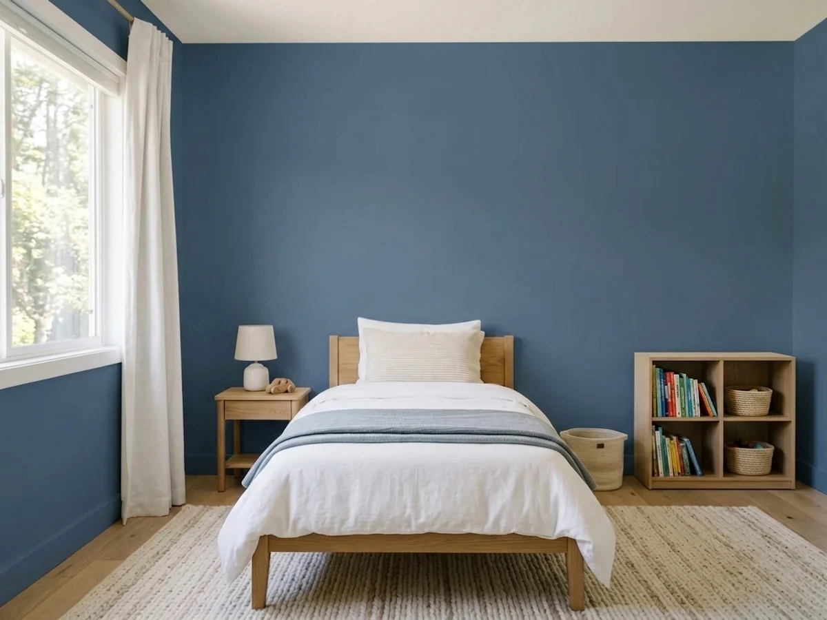 color-drenched denim walls — trending blue children's room colors 2026