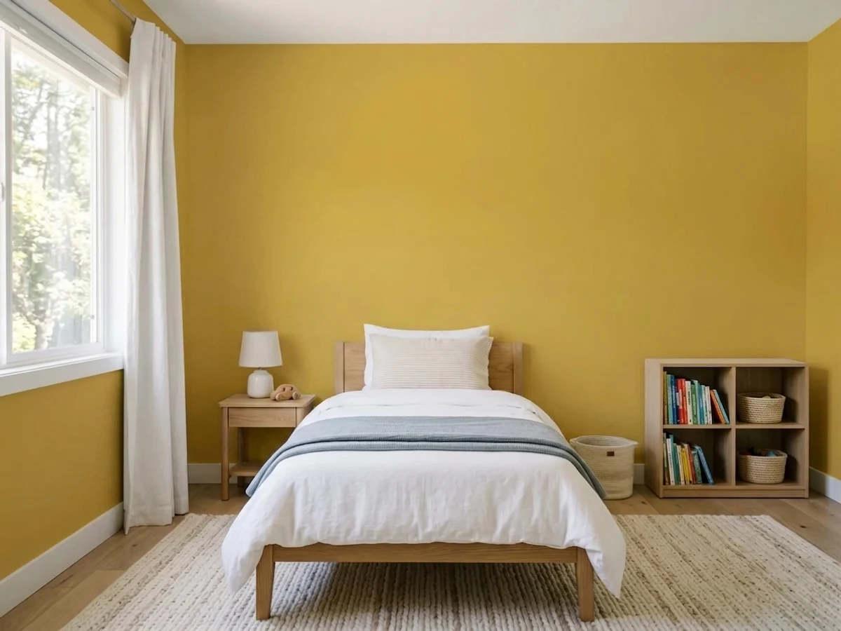 Sherwin-Williams Eastlake Gold in a childrens room
