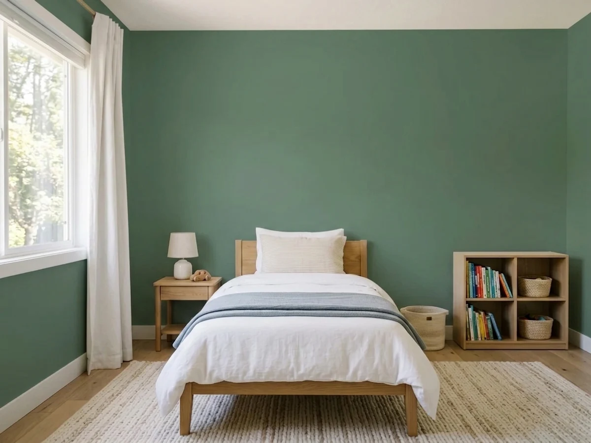 deep botanical green — trending green children's room colors 2026