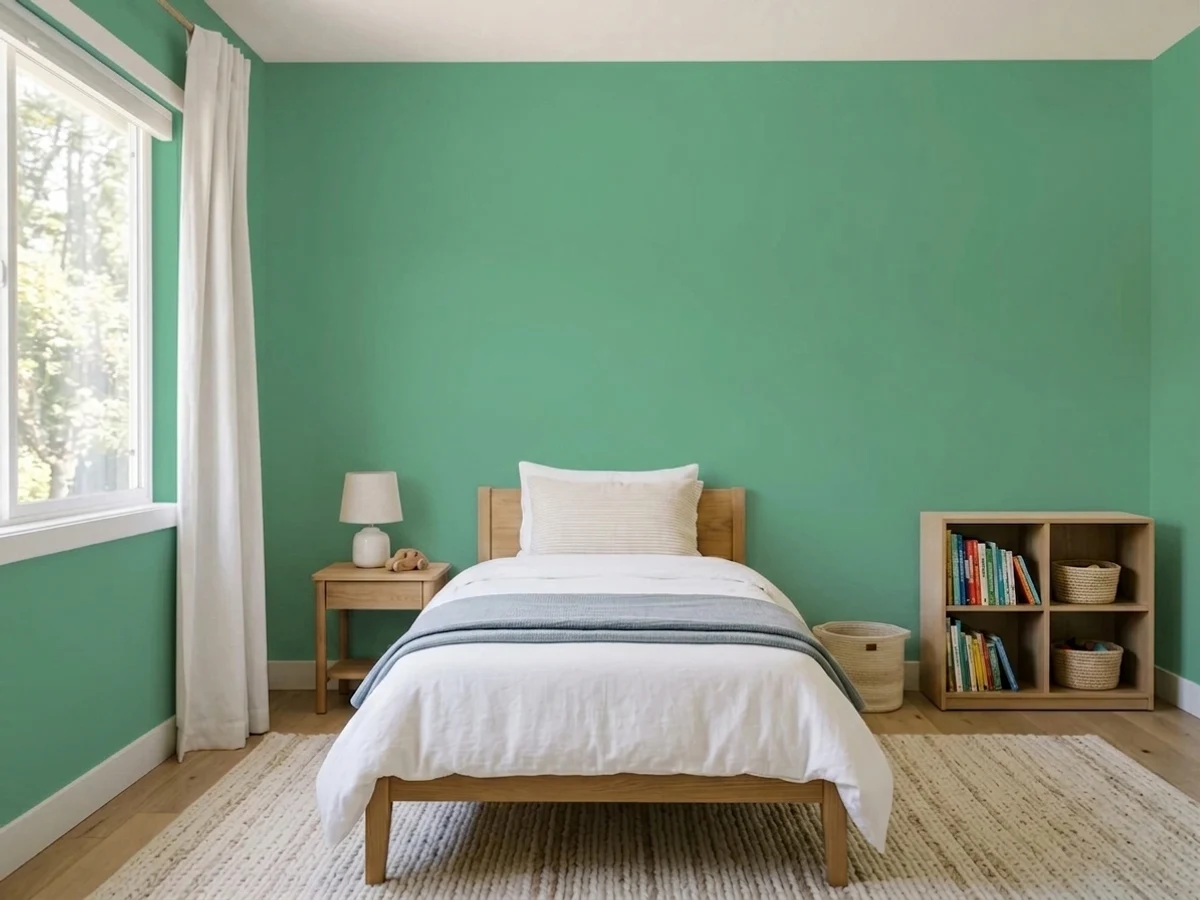 herbal sage-adjacent green — trending green children's room colors 2026