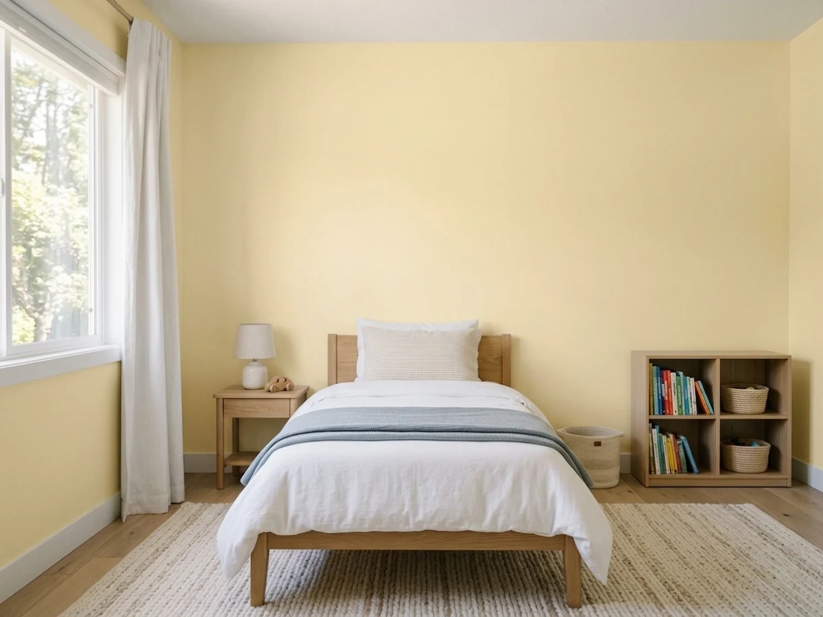 Sherwin-Williams Lemon Chiffon in a childrens room
