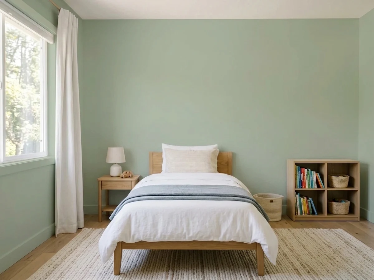 color-drenched green trim — trending green children's room colors 2026
